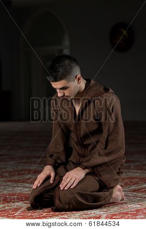 Muslim Man Is Praying In The Mosque