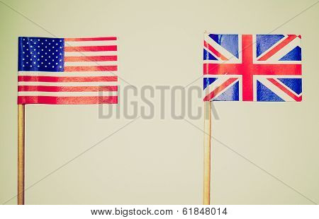 Retro Look British And American Flags
