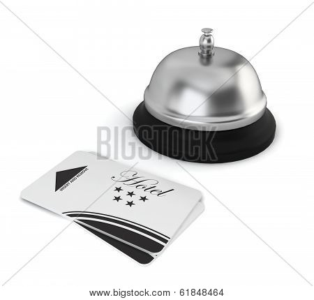 Cardkeys And Bell On Hotel Reception