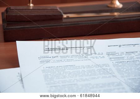 Contract on the table in the office