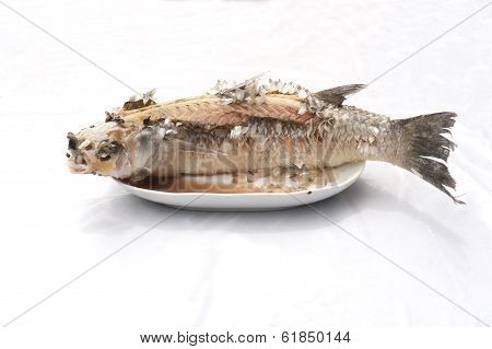 Baked Striped Snakehead Fish With Salt Coated.