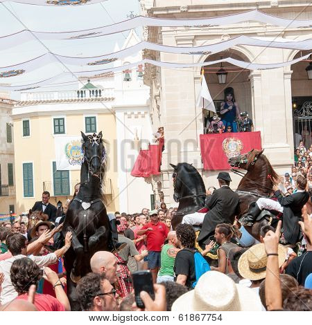 City of Mahon, Menorca, Spain - September 8: Fiestas de La Mare de Deu de Gracia festival