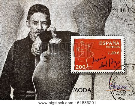 SPAIN - CIRCA 2000: A stamp printed in spain showing the famous Spanish designer Jesús del Pozo