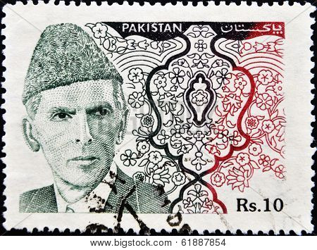 PAKISTAN-CIRCA 1994:A stamp printed in PAKISTAN shows image of Muhammad Ali Jinnah