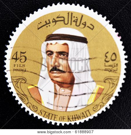 KUWAIT - CIRCA 1993: a stamp printed in Kuwait shows image of Sheik Sabah circa 1974
