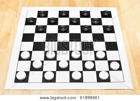 Starting Position On Vinyl Checkers Board