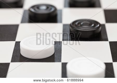 Draughts On Black And White Vinyl Board