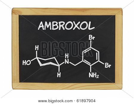 chemical formula of ambroxol on a blackboard
