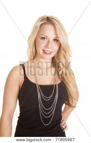 Woman Black Plain Tank Necklace