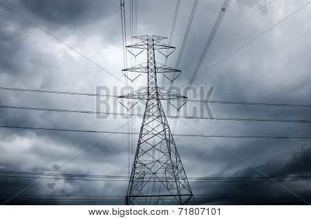 High-voltage Tower Sky Background.