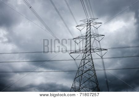 High-voltage Tower Sky Background.