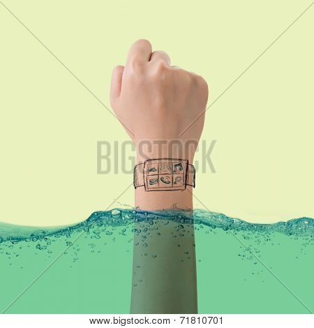 Smart watch concept of waterproof, growth, new, come out etc.
