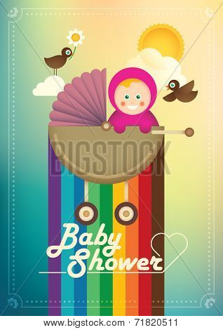 Illustration of cute baby girl. Vector illustration.