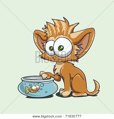 A kitten with a fish