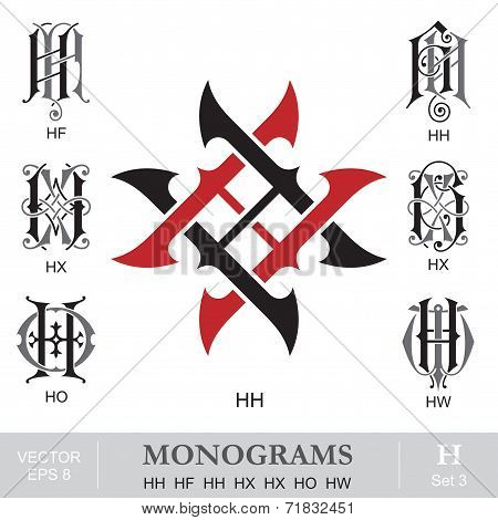 Vintage Monograms HH HF HH HX HX HO HW
