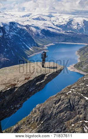 Hiker On Trolltunga, Norway