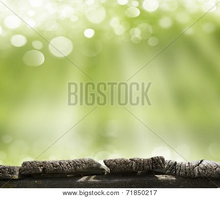 planed floor and grass on the background bokeh