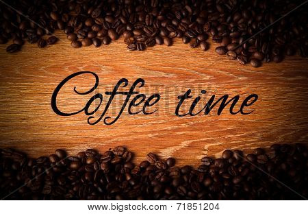 Roasted Coffee Beans With Title Coffee Break