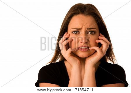 Frightened Woman - Preety Girl Gesturing Fear
