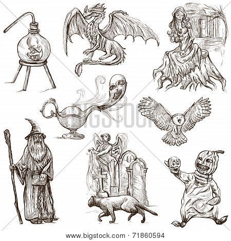 Halloween, Monsters, Magic - Hand Drawn Collection