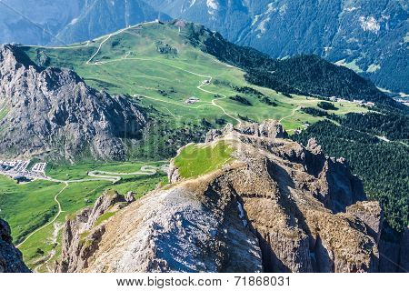 View From Sass Pordoi Peak In Dolomiti