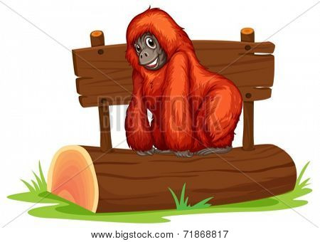 Illustration of an orangutan on a log