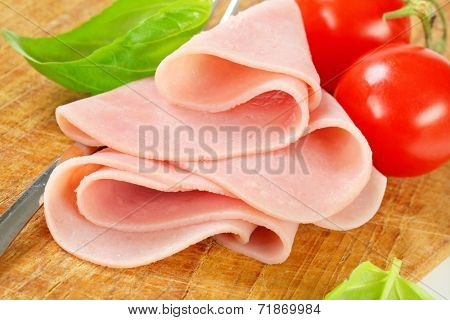 Detail of thin sliced ham