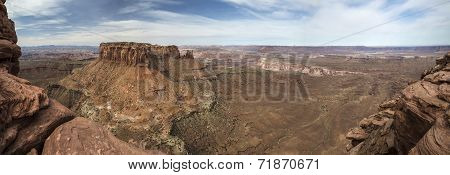 Panoramic of a Canyon at Canyonlands in Utah