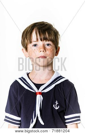 Cute Little Boy Dressed In Sailor Suit