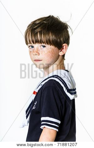 Cute Little Boy Dressed In Sailor Suit