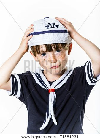 Cute Little Boy Dressed In Sailor Suit