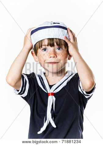Cute Little Boy Dressed In Sailor Suit
