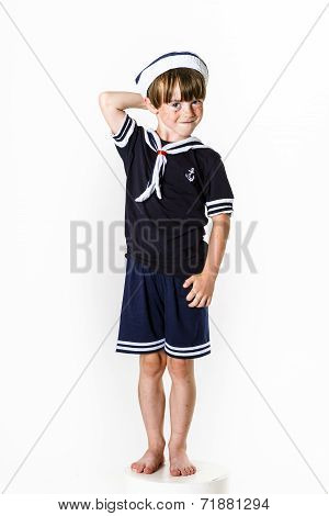 Cute Little Boy Dressed In Sailor Suit