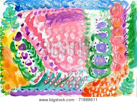 Child fingerpainting of abstract color spots