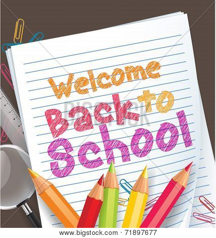 Back to School Word with School Items