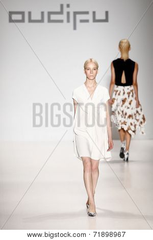 NEW YORK-SEP 8: A model walks the runway at the OUDIFU fashion show during Mercedes-Benz Fashion Week Spring/Summer 2015 at The Salon at Lincoln Center on September 8, 2014 in New York City.