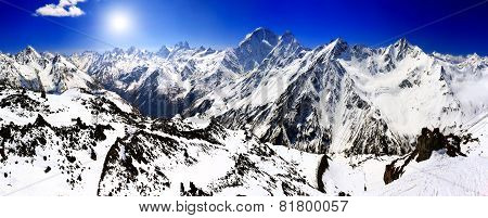 Beautiful View Of Mountains In The Elbrus Area.