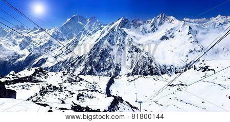Beautiful View Of Mountains In The Elbrus Area.