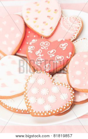 heart cookies served on plate