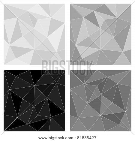 Grey, white and black triangle vector background or chevron surface pattern set