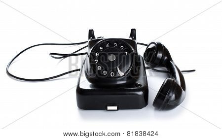 Black, Old Or Classic Telephone, Isolated On A White Background