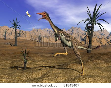 Mononykus dinosaur hunting - 3D render