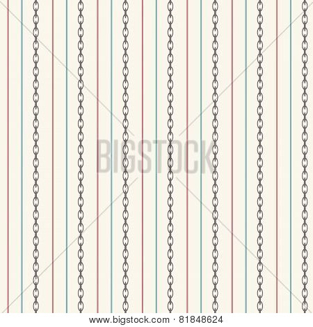 Seamless Pattern With Straight Lines And Anchor Chain
