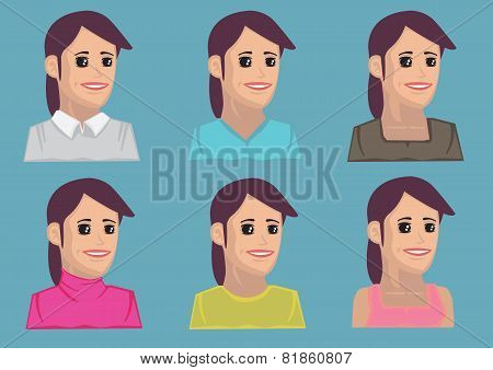 Cartoon Women Vector Icon.