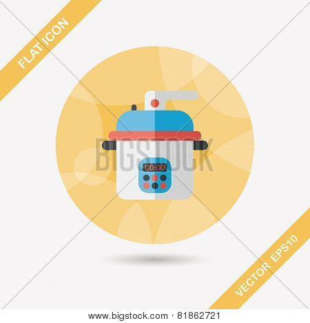 Kitchenware Rice Cooker Flat Icon With Long Shadow,eps10