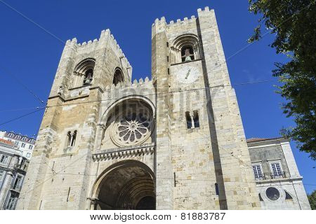 Facade Of Cathedral Lisbon