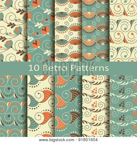 set of ten retro patterns