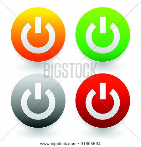 Power Buttons. Icons With Power Symbol. Vector.