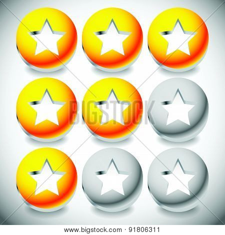 Star Rating System With 3 Stars And Sphere Graphics