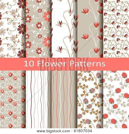 set of ten flower patterns